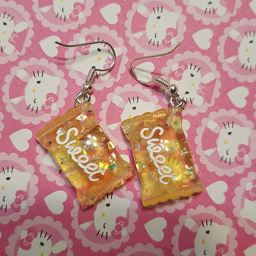 dark yellow parkly Sweet candy earrings